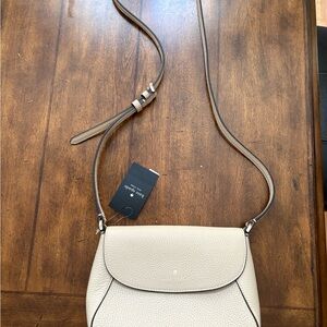 kate spade Cream Pebbled Leather Crossbody with Adjustable Strap